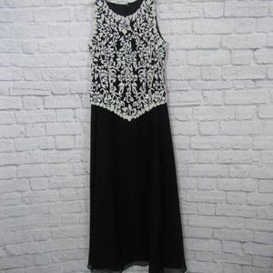 Formal Black and White Beaded Gown Size 4